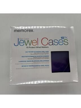 New Memorex 10 Pack Slim Color Jewel Cases For CD/DVDs Sealed